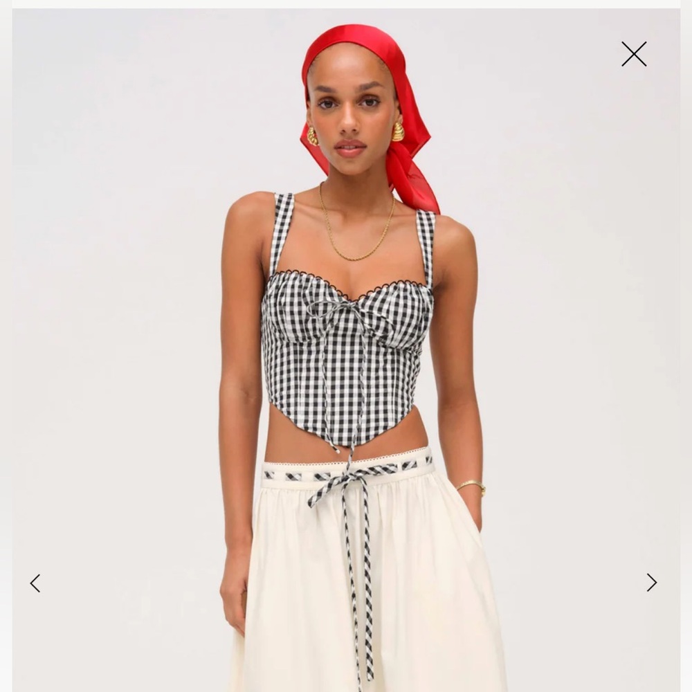 XS For Love And Lemons Sammie Bustier Gingham Top
